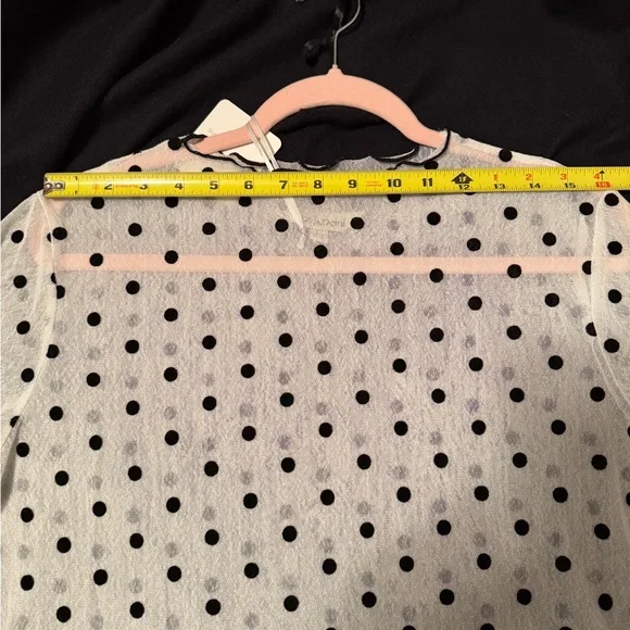 Davi & Dani Sheer Polka Dot Blouse - Black and White mesh - Picture 4 of 9